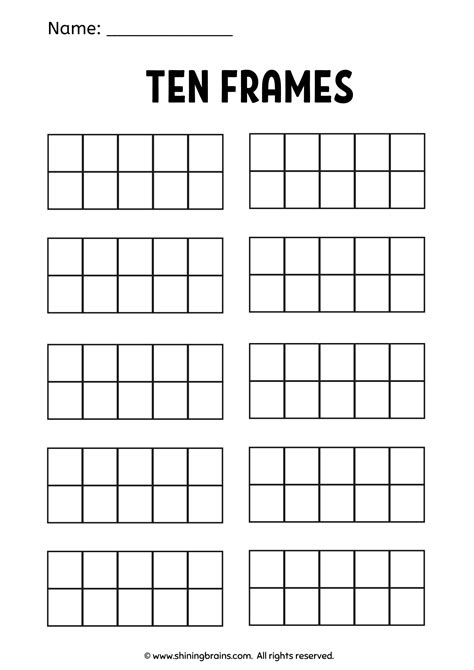 Ten Frame Math Printable